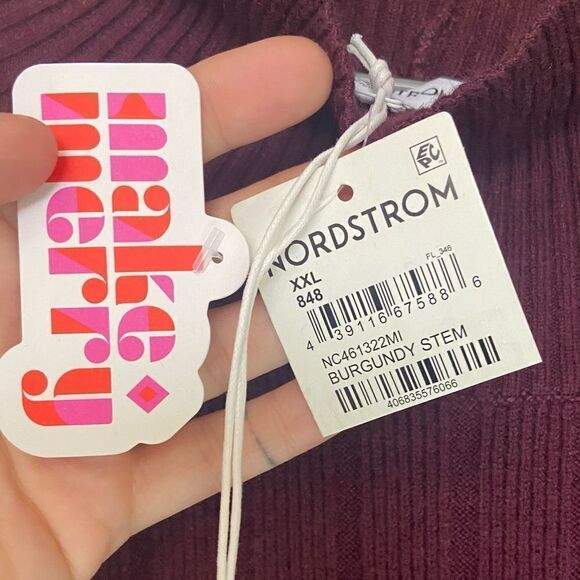 Nordstrom NWT Burgundy Stem Turtleneck Ribbed Sweater Size XXL - Picture 5 of 7